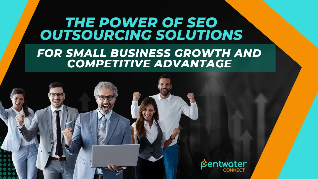 SEO outsourcing solutions for small business growth and competitive advantage, showcasing a team celebrating success in a business environment. Learn how outsourcing SEO can help small businesses thrive in a competitive market. 
