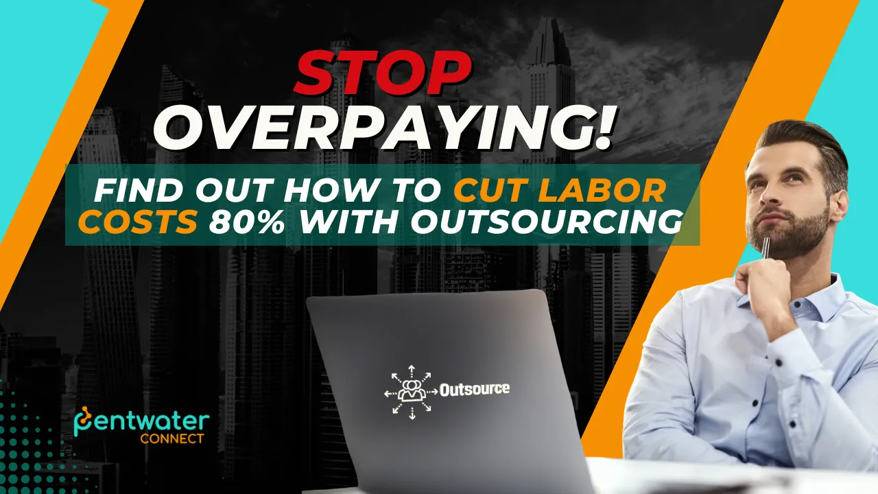 A businessman using a calculator and writing on a sticky note, demonstrating the process of optimizing operations and reducing overhead. This image highlights 'How to Cut Labor Costs 80% with Outsourcing' as a strategic approach to improve efficiency and drive cost savings. 